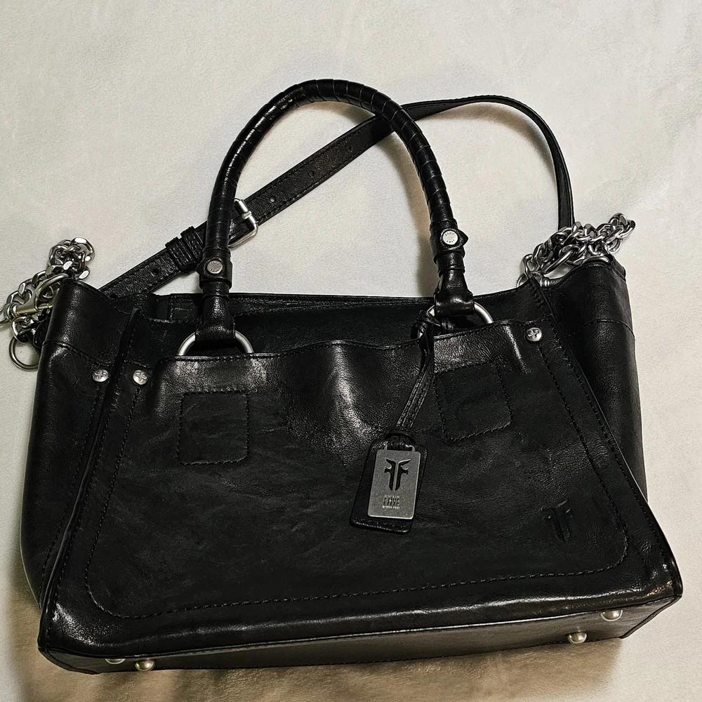 Frye Black Leather Satchel Handbag